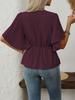 2026 European Style V-neck Waist-cinching Women's Short-sleeved Top