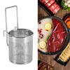 Hot Pot Mesh Net Basket, Stainless Steel Mesh Basket, Hanging Noodle Strainer with Handle for Straining, Draining 3.15 * 6.49 In
