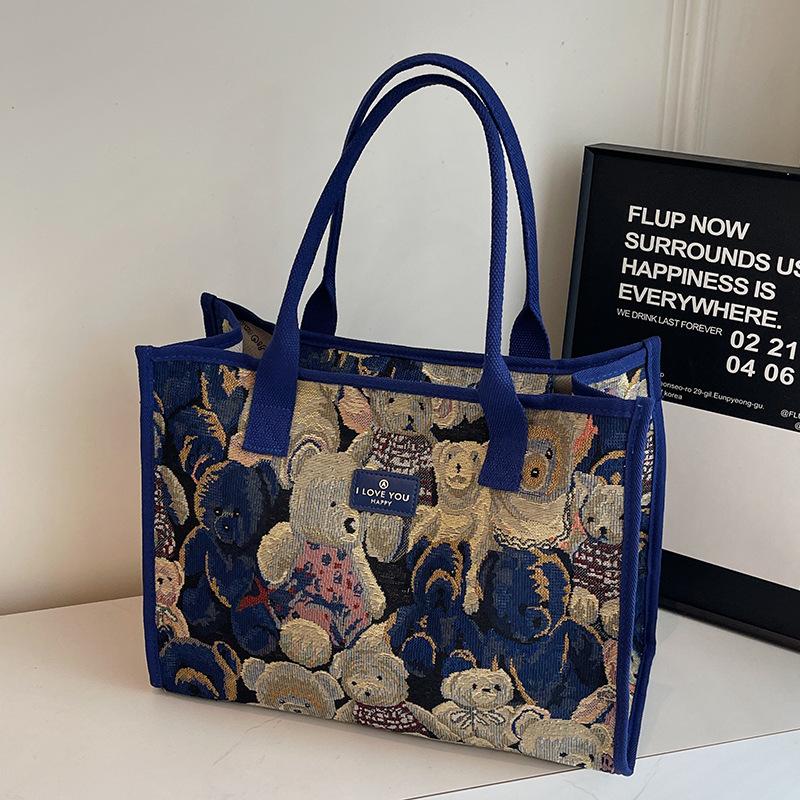 Summer Women's Bag Women's New Large Capacity Women's Commuting Canvas Bag Printed Hand Tote Bag Shoulder Bag