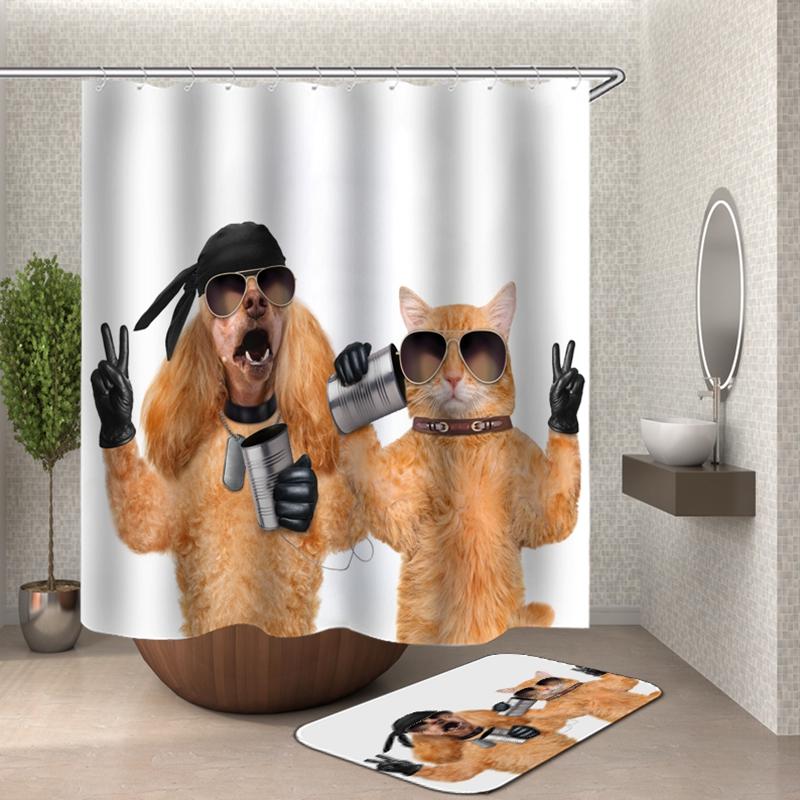 Sprchový závěs Cartoon Cat 3D koupelnové sprchové závěsy nepromokavý látkový sprchový závěs legrační sprchový závěs nebo podložka