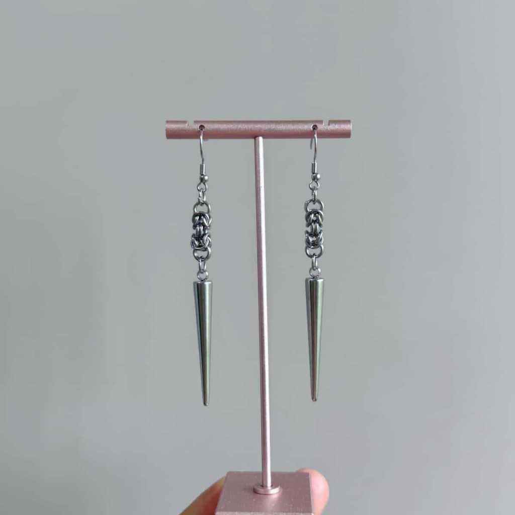 Punk Spike Necklace With Cross Chain For Unisex Party Wear
