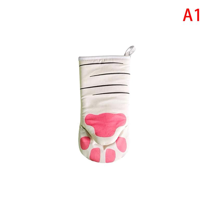 1Pc Cartoon Cat Paw Oven Mitt Microwave Oven Gloves Long Cotton Insulation Anti-Scald Non-Slip Baking Glove Microwave Kitchen