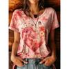 Women's Yellow Tie-Dye Sunflower Butterfly Print Round Neck T-Shirt Short Sleeve Casual Tops for Spring Summer