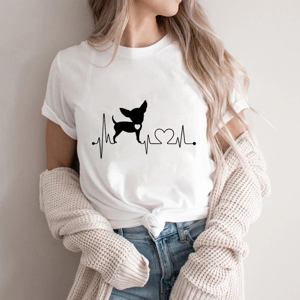 Dog Paw Print Heartbeat TShirt Pet Lover Life Line Graphic Casual Tee Dog Mom Top  Women T Shirt Y2k Top Gothic Harajuku