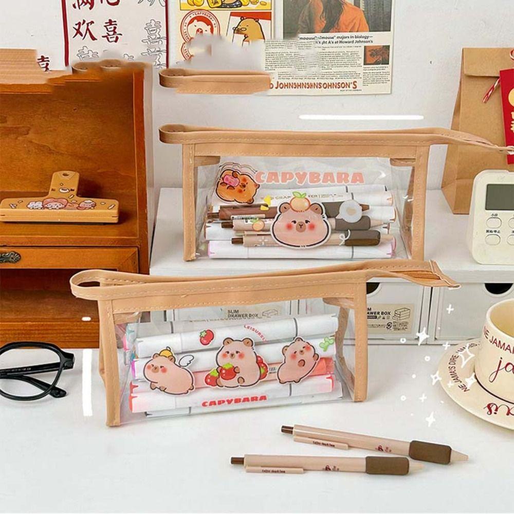 

Storage Box Capybara Pencil Case Transparen Transparent Pen Bag Capybara Stationery Bag Stationery