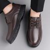Men's Leather Shoes Flat Casual Shoes Male Footwear Soft Comfortable Black