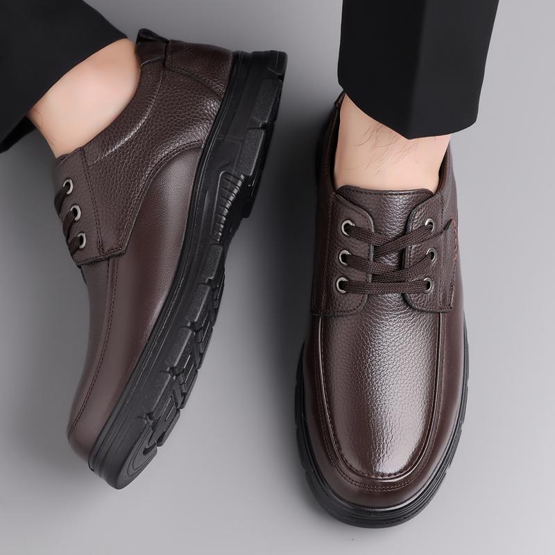 Men's Leather Shoes Flat Casual Shoes Male Footwear Soft Comfortable Black