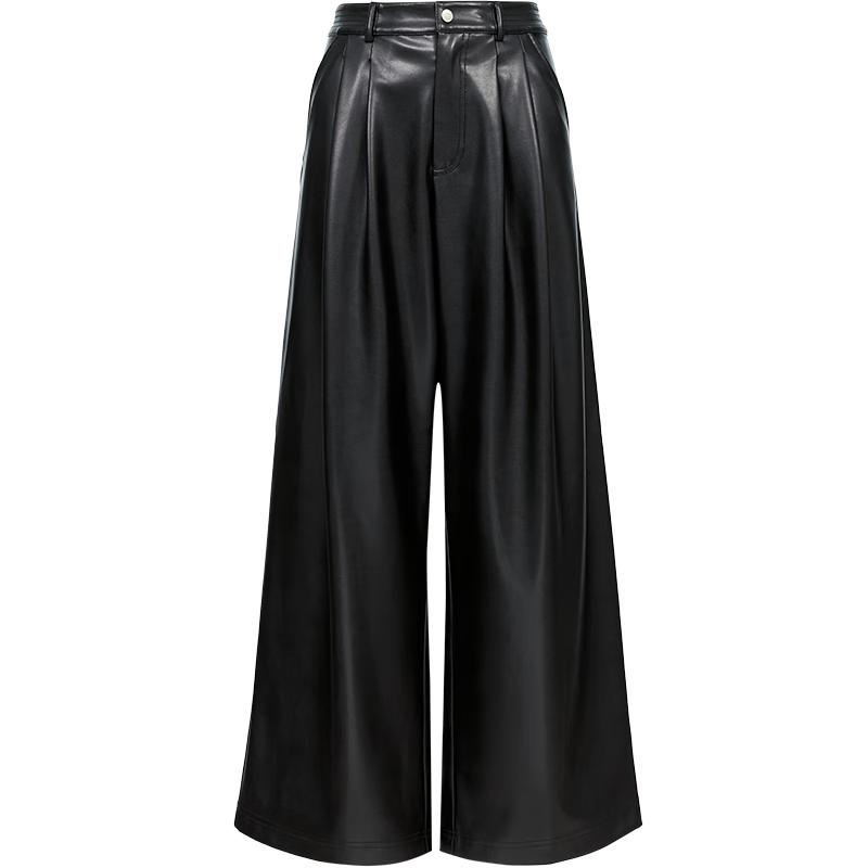 

ONLY Women s 2025 Autumn Pleated PU Long Pants M