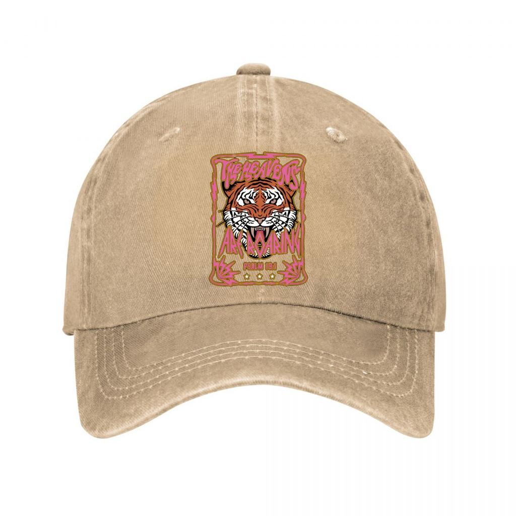 Tiger Graphic Psalm  Vintage Washed Baseball Cap Outdoor For Womens Unisex FeUnisex