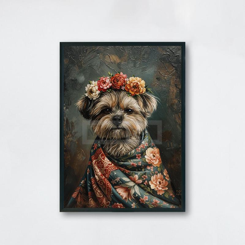 Vintage Animal with Flower Poster Dog Cat Rabbit Raccoon Garland Prints Canvas Painting Wall Art Pictures Home Room Nature Decor