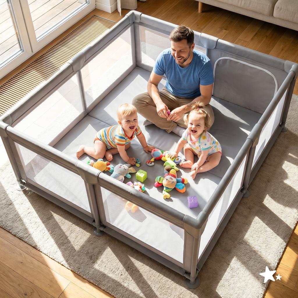 Kivo Baby Playpen 150X180 Cm Large Dry Children'S Pool Playground Gray