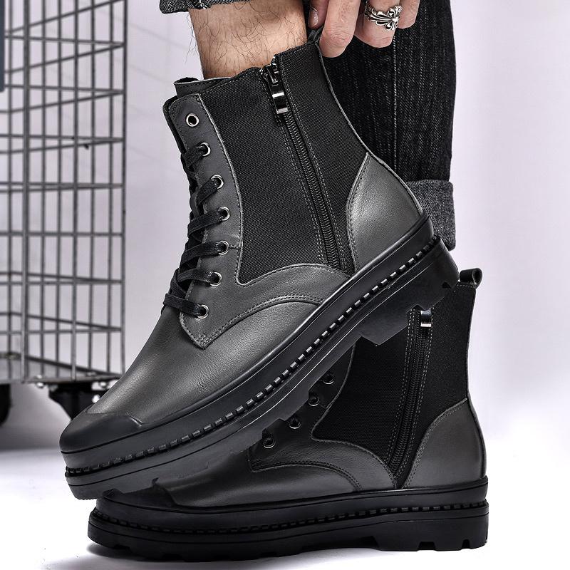 Mens Non-Slip Hiking Boot High Quality Casual Shoes All-match Men's Motorcycle Boots Genuine Leather Men's Boots Plus Size 38-47