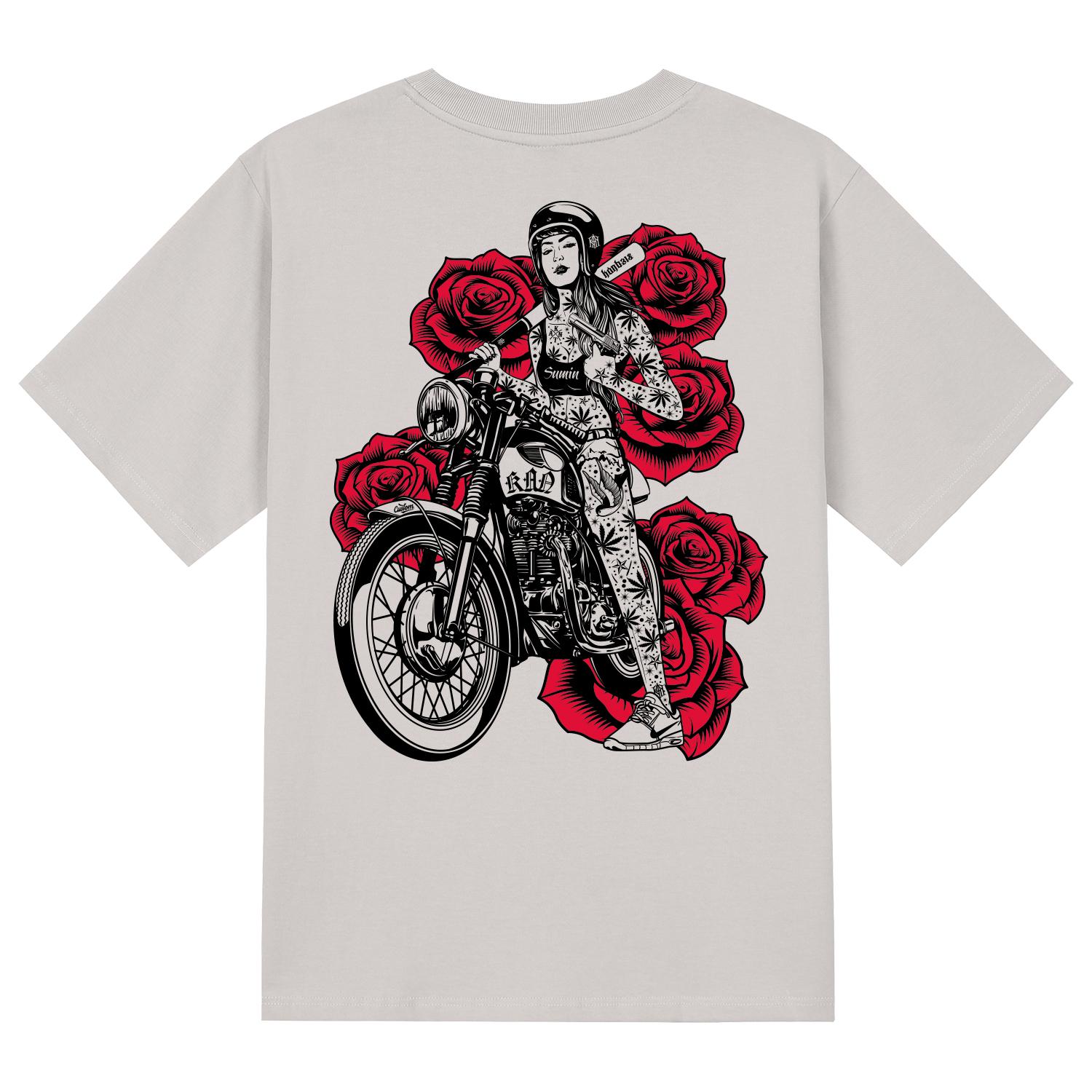 Khan 6312 Ktc0151 Chicano Girls Bike Short Sleeve T-Shirt - Beige Beige/S