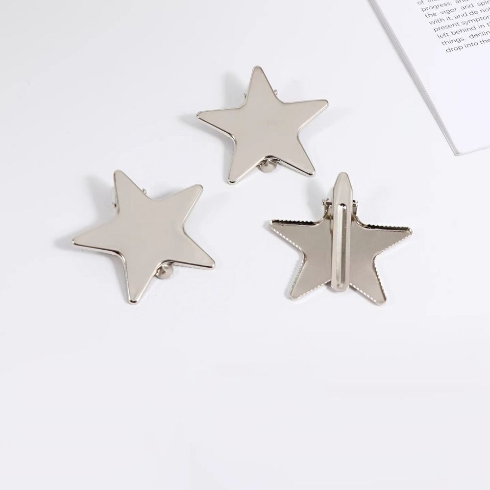 Fashion Y2K Silver Star Hair Clip Creative Five-pointed Star Pentagram Hairpin Korean Punk Children Side Clip Daily