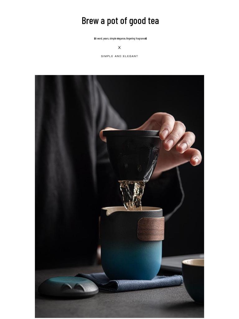 Compact Kuaike Travel Tea Set: One Pot, Four Cups, Portable Gongfu Brewing for Camping & Outdoors