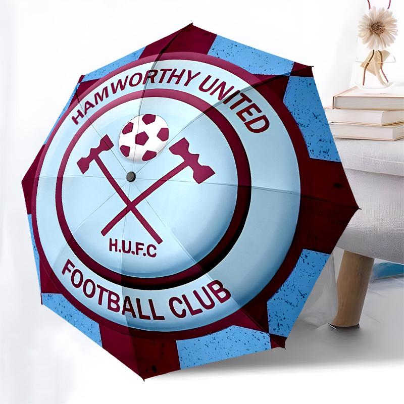 Hamworthy United, Football Club Automatic Opening and Closing, 8 rib Structure Portable Umbrella, Suitable for Men and Women in All Seasons
