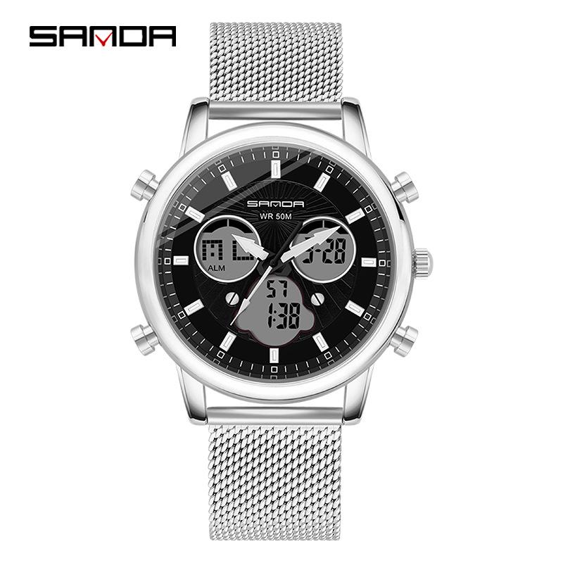 SANDA Simple Trend Watch Male Student Fashion Double Electronic Watch Digital Sports Waterproof Watch