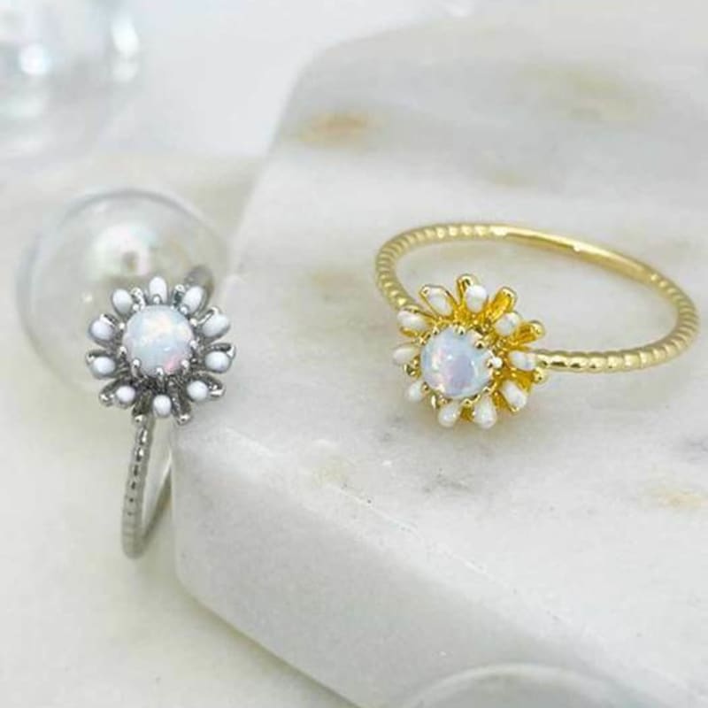Ollia Natural Opal Daisy Garden Ring