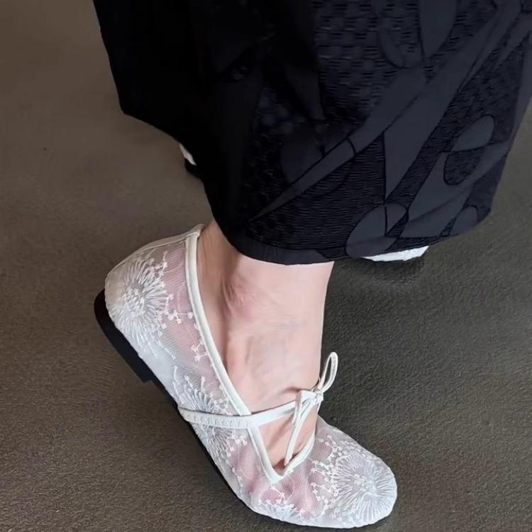 Sheepskin version~ Gentle women's shoes mesh breathable shallow mouth flat Mary Jane shoes