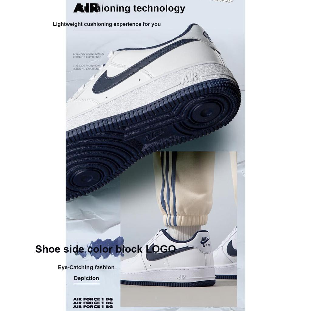 Nike Air Force 1 GS White Midnight Navy Kids Sneakers Football-Grey FV5948-104