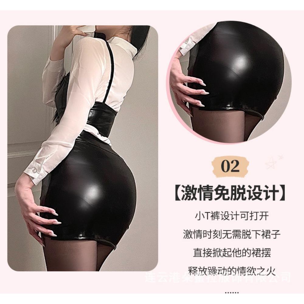 Sexy Pajamas, Sexy Underwear, Suspenders, Instructor Chiffon Uniform Suit, Pure Lust Temptation Exposed Female Secretary Outfit F309