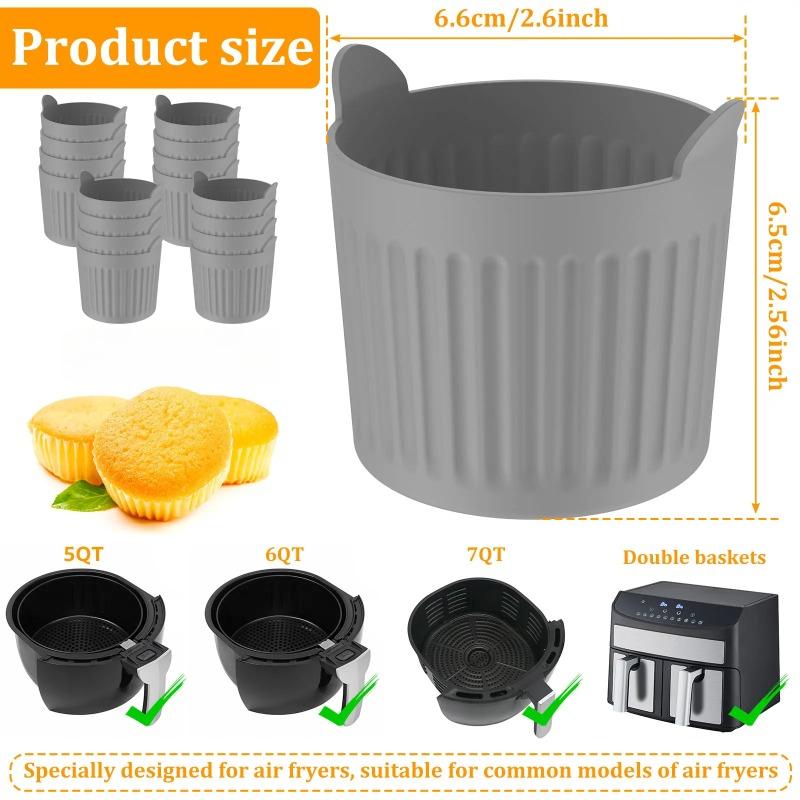 

8 шт. Силиконовые формочки для выпечки для аэрофритюрницы, пищевой силикон, антипригарные аксессуары для аэрофритюрницы, формы для яиц для аэрофритюрницы для кексов, пудингов, тартов, заварных кремов grey,1pc