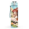 1PC Red Hair Girl Garden Floral Pattern 750ml Color Plastic Sports Water Bottle Leakproof Flip Straw Lid Suitable for Sports Office Home Use