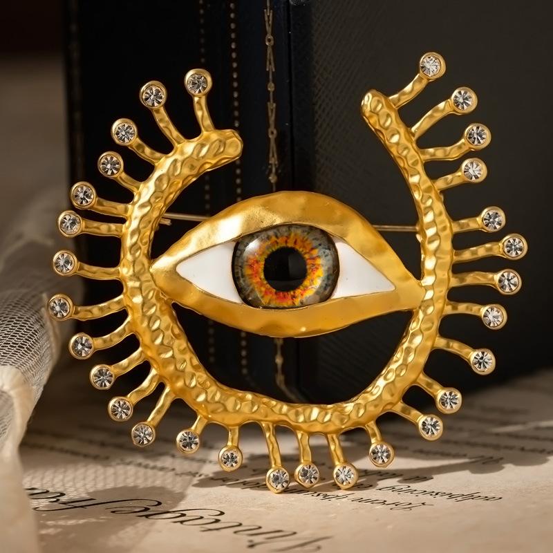Klassisches Vintage-Design Damen Herren Große Augen High-End Anstecknadeln Broschen Unisex Palast Barock Emaille Kristall Bankett Korsagen Pins