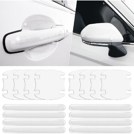 16Pack Car Door Protector - Black Carbon Fiber Door Handle Paint Protection Film, Black Door Handles Interior,Universal for Most Car Handle