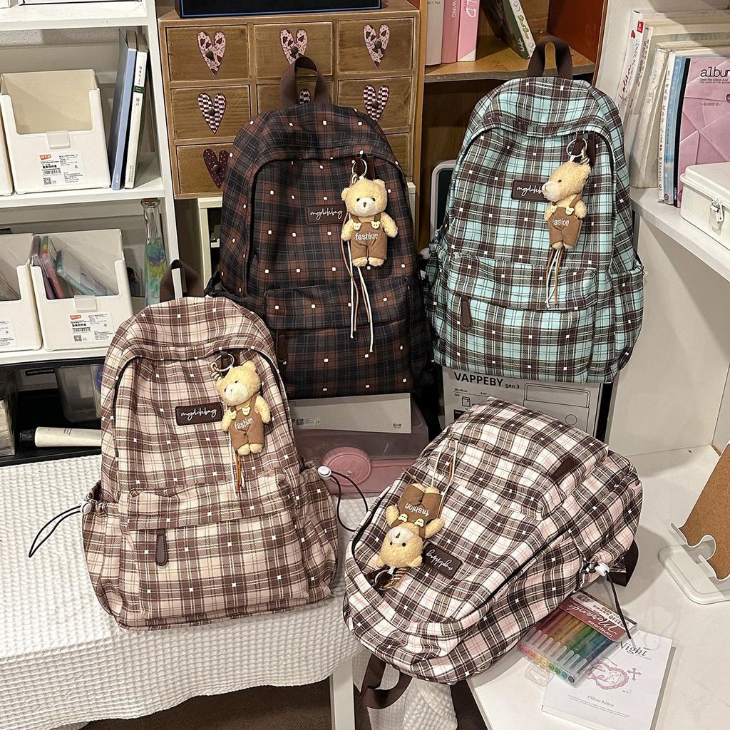 Schoolbag New Retro Plaid Schoolbag Women's High-value College Style Junior High School Student Fashion Versatile Mori Backpack