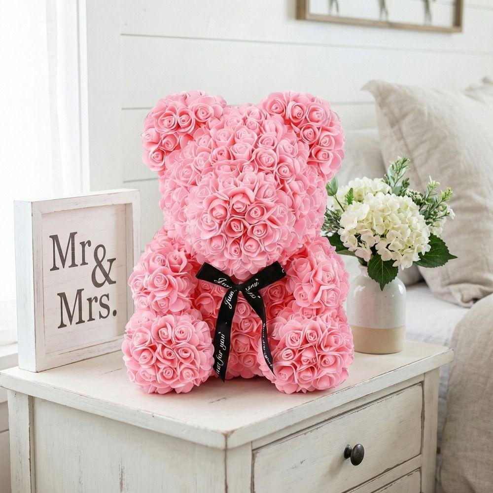 25cm Simulated Flower Bear Lovers Gifts Valentine's Day Roses Rose Flower Bear Ornaments  Birthday
