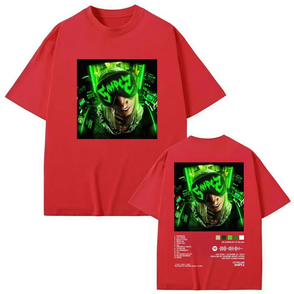Rapper Lit Killah Album Double Sided Graphic T Shirts Hip Hop Fashion Short Sleeve T-shirt Men Women Oversized T-shirts