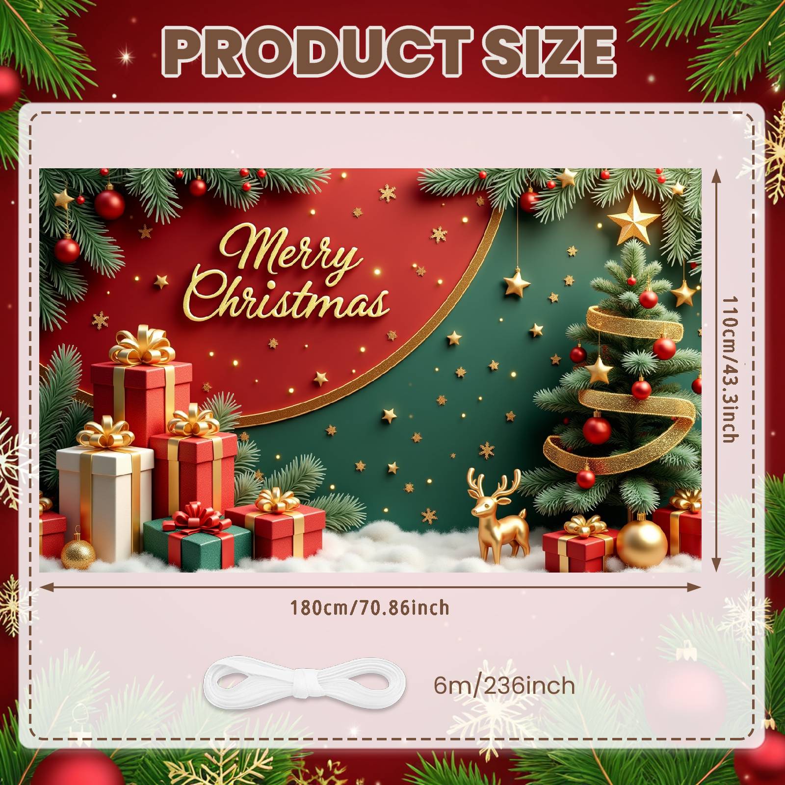 Festive Season Background Reindeer Ornament Xmas Event Banner Holiday Party Display Snowflake Pattern Merry Christmas Banner