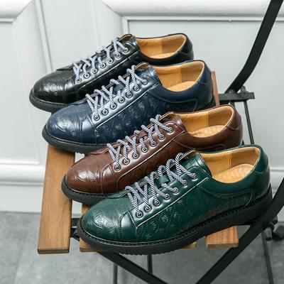39-47 Casual Sports Shoes Men PU Flat Heel Outdoor Lightweight and Comfortable Walking Shoes Lace Up Business Formal Shoes