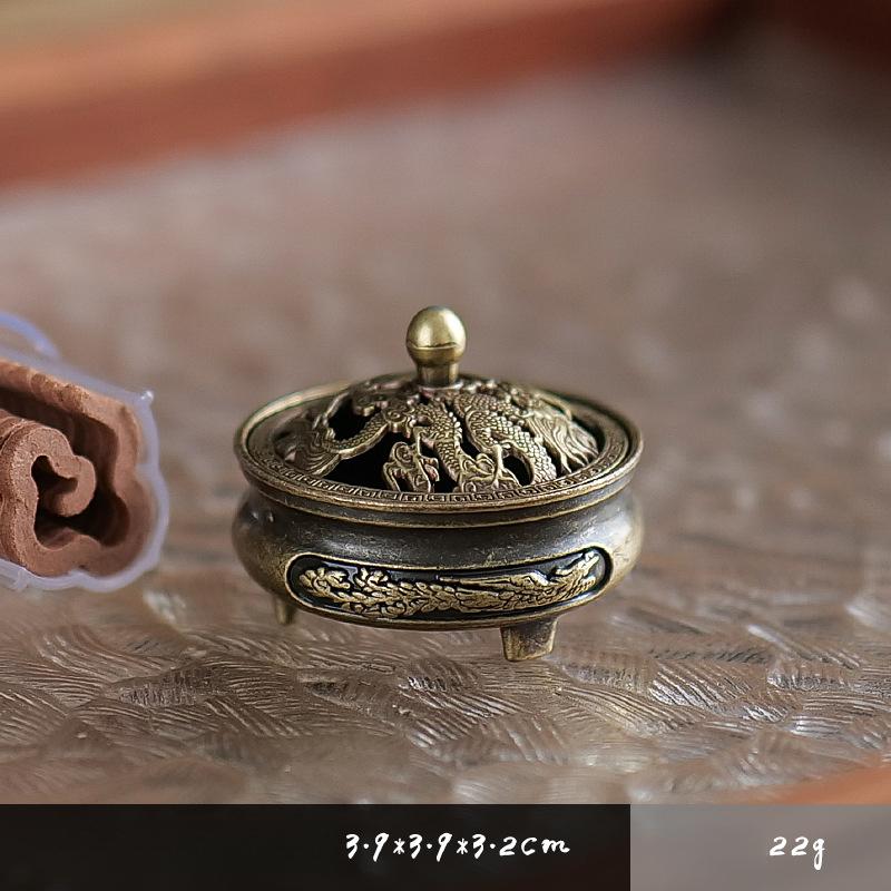 Antiker Kupfer Räucherbrenner Nicht-klebriges Pulver Kleine Glückverheißende Spiralräucherung Zuhause Innenraumduft Lang Anhaltende Aromatherapie
