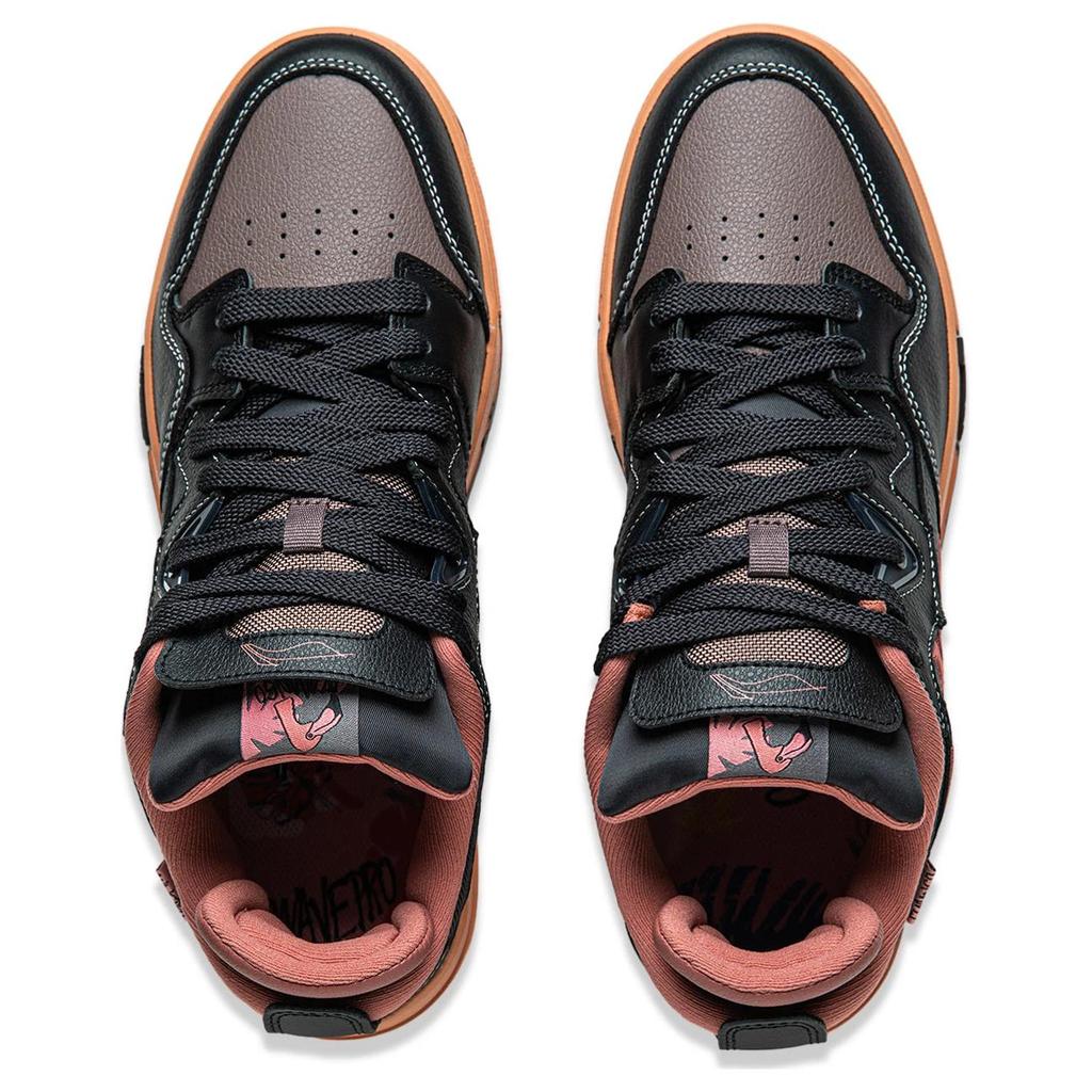 New LiNing Slip-Resistant Cushioning Low-Top Skateboard Shoes Men's Black AECU011-3