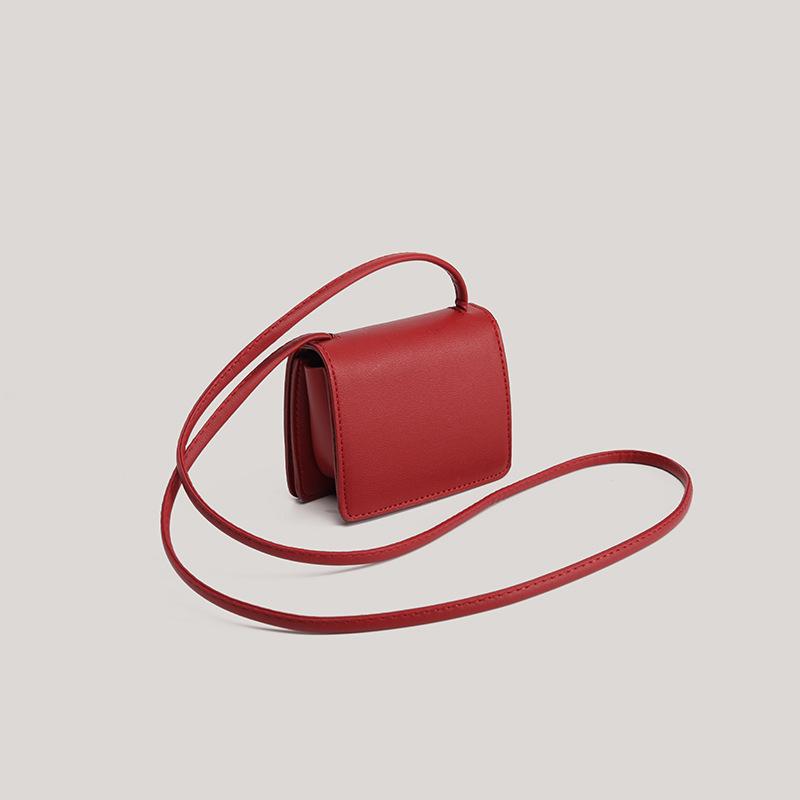 Pu Fashion Mini Gentle and Cute Solid Color Small Square Bag Casual Flip Temperament Shoulder Messenger Change Bag