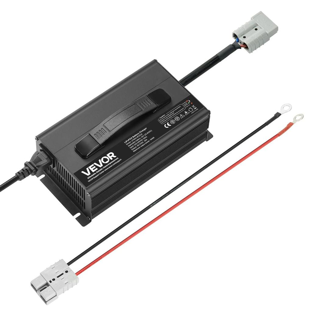 VEVOR 24V 20A Lithium Battery Charger, 29.2V, AC-DC LiFePO4 Smart Charger, with Anderson Connector, LED Indicator, 0V Activation