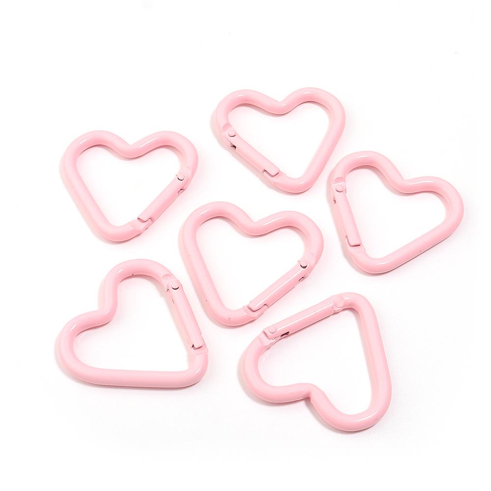 5pcs/lot Spray Painted Heart-shaped Spring Clasps Carabiner Keychain Clips Hook Dog Chain Diy Jewelry Buckle Connector Supplies
