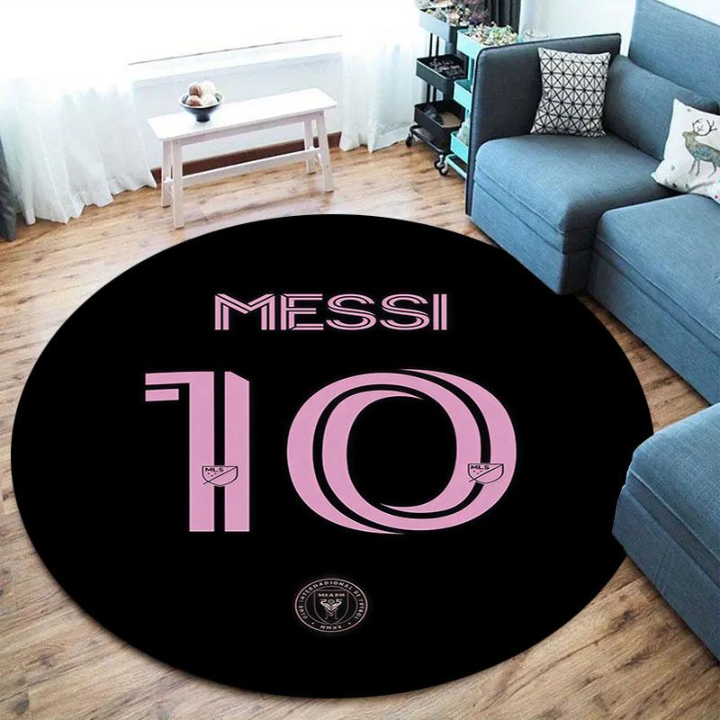 Lionel Messi Round Area Rug,Carpet Rug for Living Room Bedroom Sofa Playroom Decor,Non-slip Floor Mat
