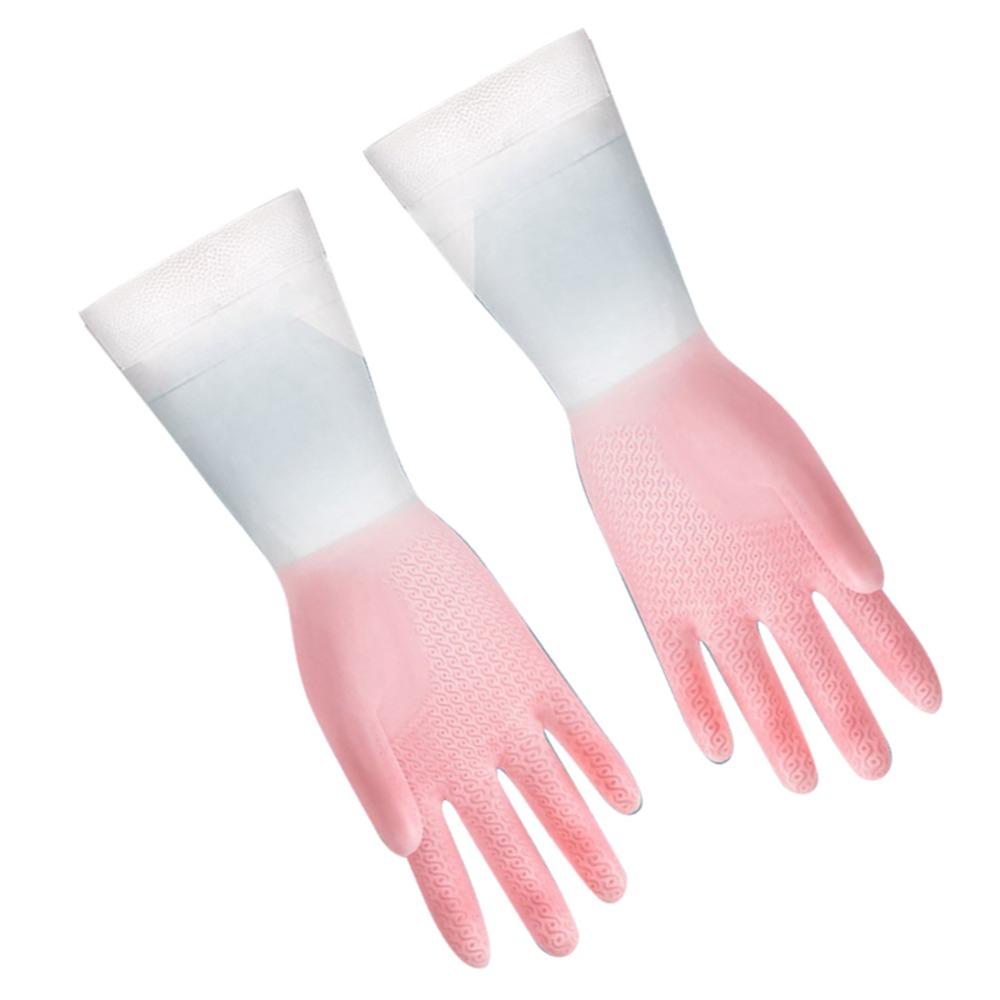3 Pairs Non-Slip Texture Kitchen Cleaning Gloves Household Rubber Gloves  Dishwashing