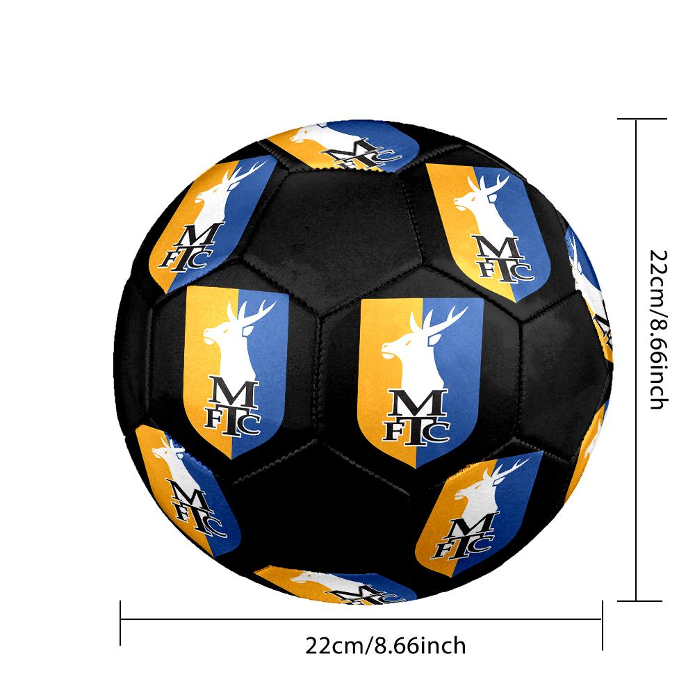 Pallone da Calcio Mansfield Town FC taglia 5, colorato, adatto a tutte le età, cucito a macchina, materiale PVC, qualità da competizione, durevole e ad alto rimbalzo