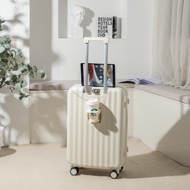 20-Inch Lightweight Women's Spinner Suitcase with Cup Holder - Fresh Style Carry-on
