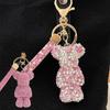 High Quality Animal Rhinestone Keychain Belt Car Key Box Pendant Luxury Rhinestone Bear Bag Keychain Women Bag Pendant Girl