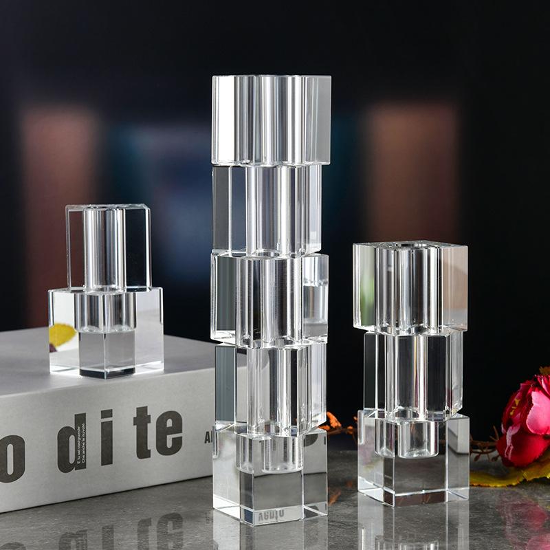 Vasă din sticlă de cristal stivă bloc geometrică vază cu flori transparente secțiune neregulată aranjați flori accesorii pentru decorarea casei