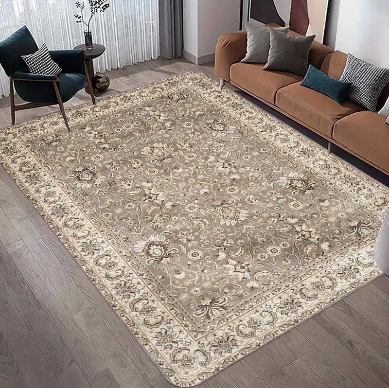 

Vintage Floral Carpet Mat Rug Short Pile Area Rug with Intricate Vine Flower Patterns for Living Room Bedroom Home Decoration 40x60cm