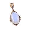 Natural Rainbow Moonstone Gemstone 925 Solid Silver Two Tone Pendant 1.75" o0I17