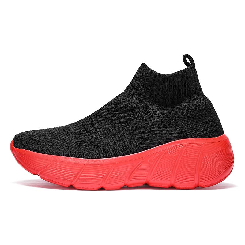 Fashion Fashion Platform Sports Shoes Men Orange High Top Knit Casual Sneakers Women Lightweight Breathable Slip-on Men's Running Shoes