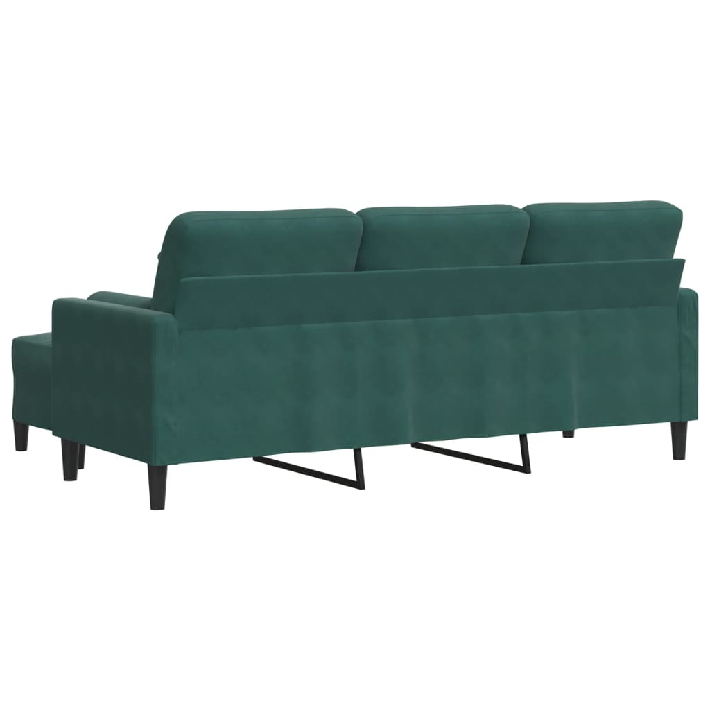 Vidaxl 3-Seater Sofa with Footstool, Dark Green, 180 Cm, Velvet