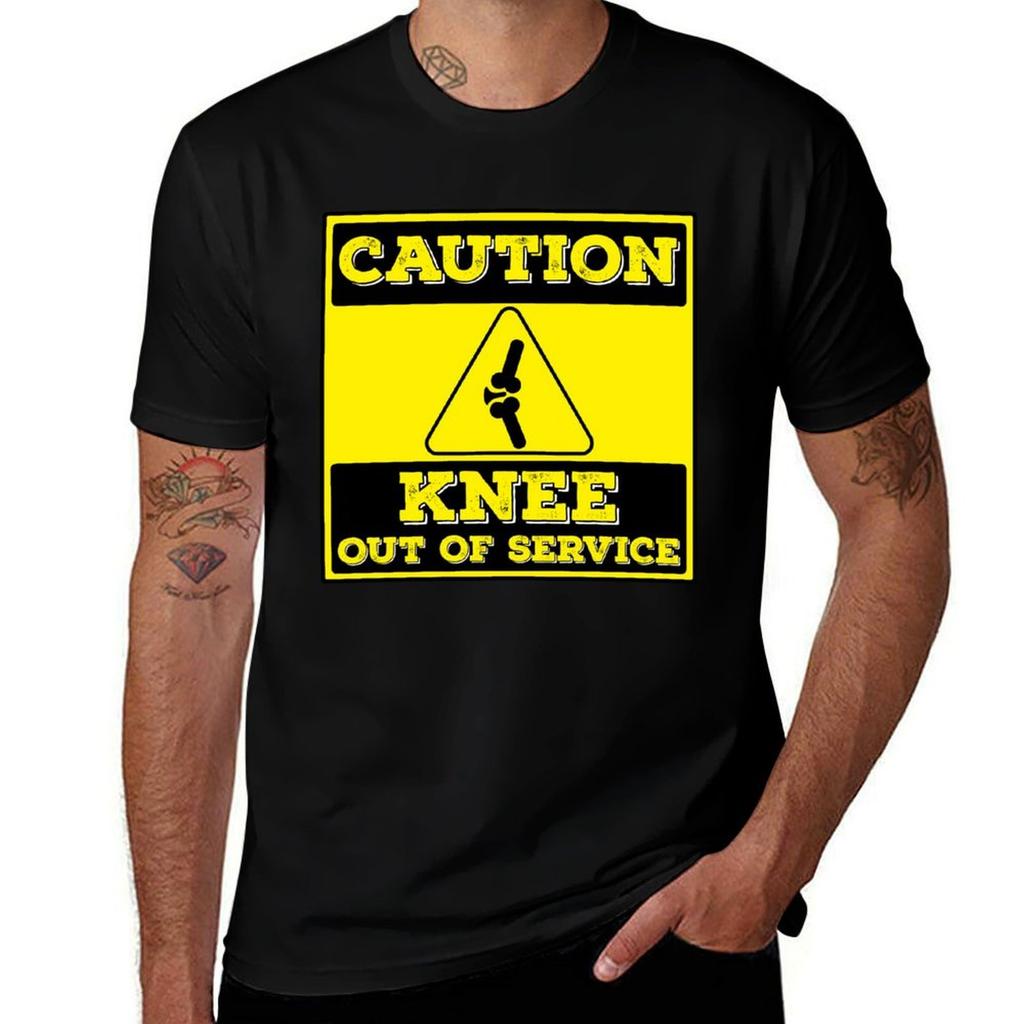 Caution Knee Out Of Service TShirt Sports Basic Short Sleeve TShirt